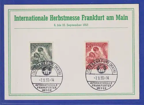Berlin Mi-Nr 80-81 mit So.-O auf Karte Herbstmesse Frankfurt / Main 7.9.1953