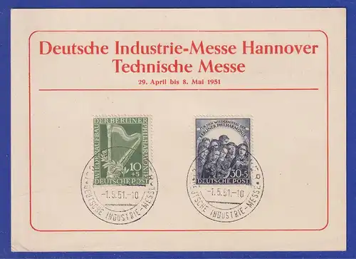 Berlin Mi-Nr 72-73 mit So.-O auf Karte Deutsche Industriemesse Hannover 1951