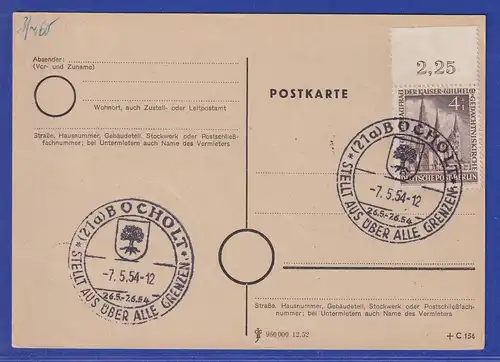 Berlin Mi-Nr 106 mit So.-O BOCHOLT stellt aus... auf Postkarte 1954
