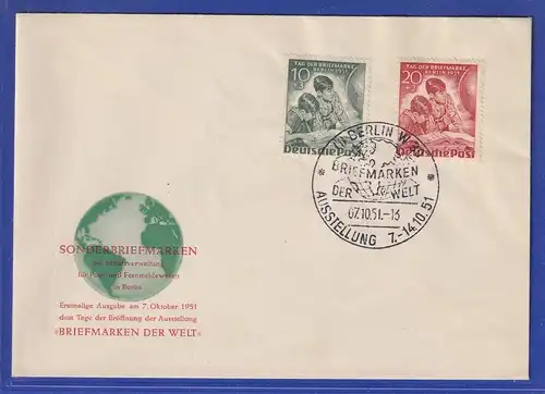 Berlin Mi-Nr. 80-81  mit Sonder-O BRIEFMARKEN DER WELT  auf FDC 7.10.1951