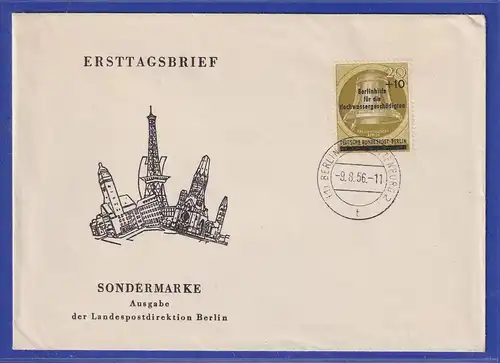 Berlin Mi-Nr. 155  mit Tages-O BERLIN-CHARLOTTENBURG auf FDC 9.8.56