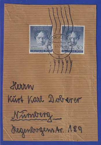 Berlin Beethoven Mi.-Nr. 87 portoger. MEF auf schwerem Brief (Ausschnitt)