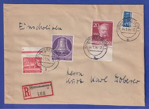 Berlin Glocke mittig 40er Mi.-Nr. 105 in MIF auf R-Brief, O HILDESHEIM