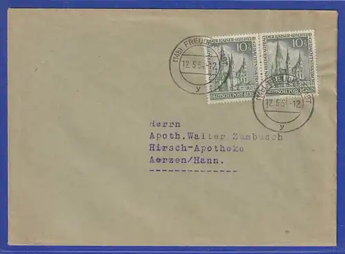 Berlin Gedächtniskirche Mi.-Nr. 107 waag. Paar auf Brief aus FREUDENSTADT, gpr.