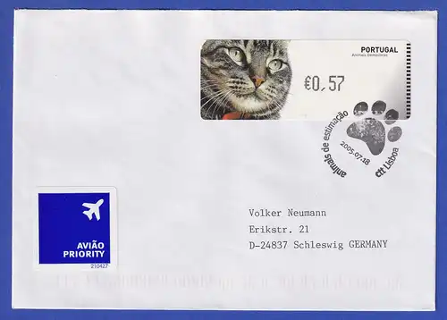 Portugal 2005 ATM Katze Mi-Nr. 52 Wert 0,57 auf FDC nach D