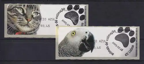 Portugal 2005 ATM Katze / Papagei Mi-Nr. 52-53 je Wert AZUL 0,45 mit ET-O