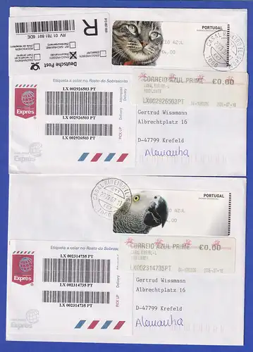 Portugal 2005 ATM Katze / Papagei Mi-Nr. 52-53 je Wert AZUL 4,00 auf R-FDC n. D