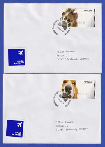 Portugal 2005 ATM Hund / Hamster SMD Mi-Nr 50-51 je Wert 0,57 auf FDC nach D