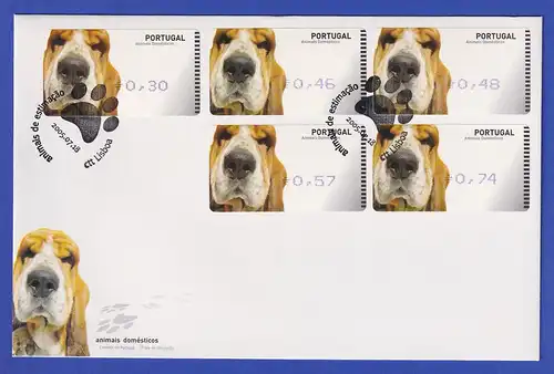 Portugal 2005 ATM Hund Amiel Mi-Nr 50 Satz 5 Werte 30-46-48-57-74 auf FDC