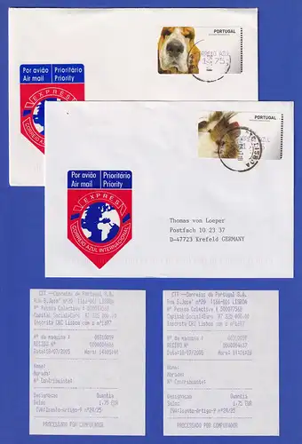 Portugal 2005 ATM Hund / Hamster Amiel Mi-Nr 50-51 je Wert AZUL 1,75 auf FDC