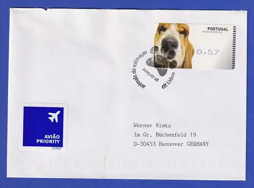 Portugal 2005 ATM Hund Amiel Mi-Nr 50 Wert 0,57 auf FDC nach D