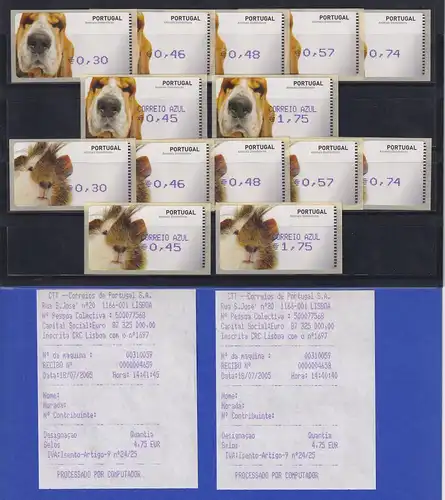 Portugal 2005 ATM Hund / Hamster Amiel Mi-Nr 50-51 je Satz 7 Werte ** mit AQ