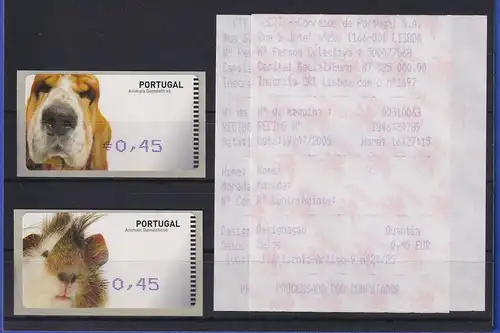 Portugal 2005 ATM Hund / Hamster Amiel Mi-Nr 50-51 je Wert 0,45 ** mit AQ