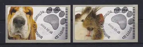 Portugal 2005 ATM Hund / Hamster NewVision Mi-Nr 50-51 je Wert AZUL 0,45 ET-O