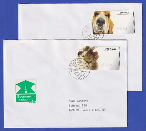 Portugal 2005 ATM Hund / Hamster NewVision Mi-Nr 50-51 je Wert 0,56 auf FDC 
