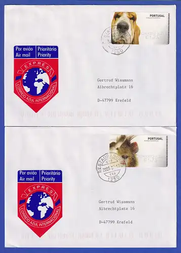 Portugal 2005 ATM Hund / Hamster NewVision Mi-Nr 50-51 je AZUL 1,75 auf FDC 