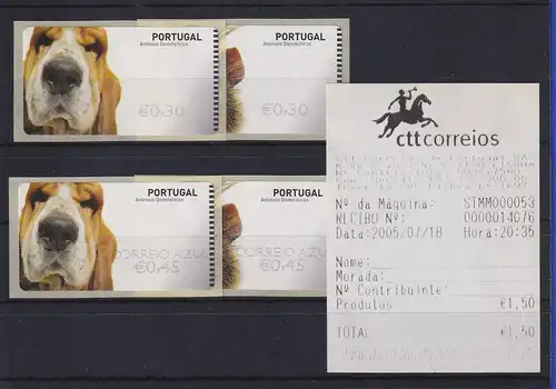 Portugal 2005 ATM Hund / Hamster NewVision Mi-Nr 50-51 Werte 0,30 / AZUL 0,45 AQ