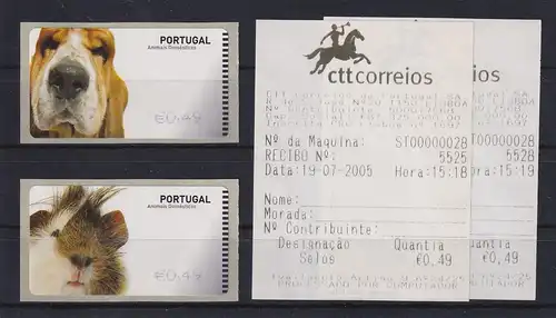 Portugal 2005 ATM Hund / Hamster NewVision Mi-Nr 50-51 je Wert 0,49 ** mit AQ
