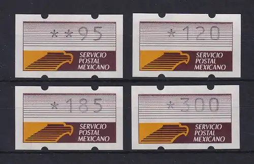 Mexiko Klüssendorf-ATM 1. Ausgabe x-Pap. Satz 4 Werte 95-120-185-300 **