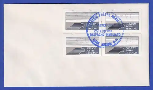 Mexiko Klüssendorf-ATM 2. Ausgabe Satz 90-130-190-200 gest. auf Umschlag, 1994