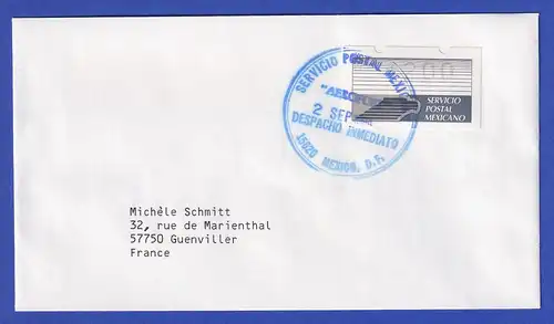 Mexiko Klüssendorf-ATM 2. Ausgabe Wert 200 auf Brief nach Frankreich , 2.9.1994