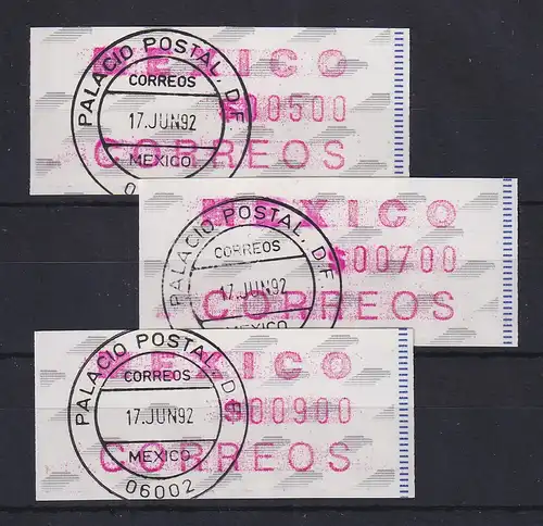 Mexiko Frama-ATM Mi.-Nr. 4 Satz 500-700-900 mit ET-O 17. JUN 92 