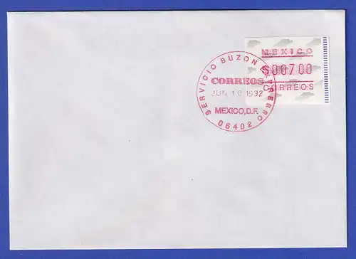 Mexiko Frama-ATM Mi.-Nr. 3 Wert 700 auf blanco-FDC, roter Ersttags-O 10.6.92