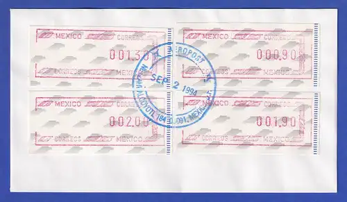 Mexiko Frama-ATM Mi.-Nr. 6 Satz 4 Werte  90-130-190-200 auf Umschlag mit O 1994