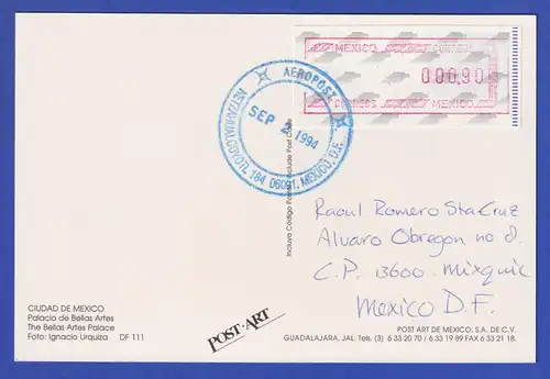 Mexiko Frama-ATM Mi.-Nr. 6 Wert 90 auf Inlands-Postkarte , O 2.9.1994