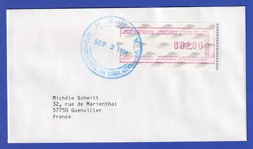 Mexiko Frama-ATM Mi.-Nr. 6 Wert 200 auf Brief nach Frankreich , O 2.9.1994