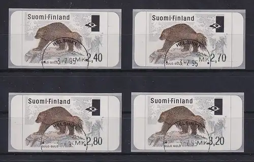 Finnland 1995 ATM Vielfraß Mi.-Nr. 29.2 Satz 240-270-280-320 mit ET-O