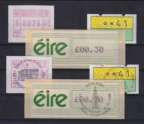 Irland Lot je eine ATM der Mi.-Nr. 1, 2 und 3 ** und mit ET-Vollstempel 