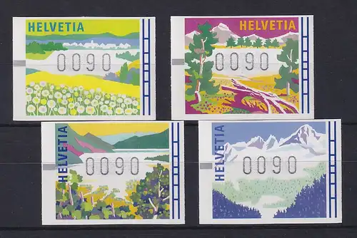 Schweiz 1996, FRAMA-ATM Landschaften Jahreszeiten, Mi-Nr. 7-10 je Wert 0090 **