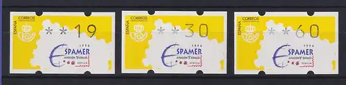 Spanien Klüssendorf-ATM ESPAMER'96 Wert 4-stellig Mi.-Nr. 13.2e Satz 19-30-60 **