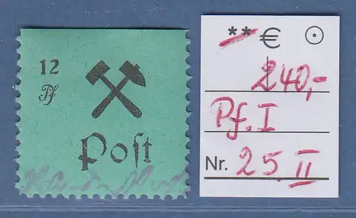 Lokalausgaben Großräschen 1945, 12 Pfg.-Wert Mi.-Nr. 25 II mit PLF offenes P ** 