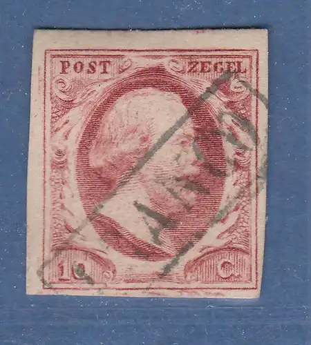 Niederlande 1852 König Willem III. 10 C rosakarmin Mi.-Nr. 1a gestempelt