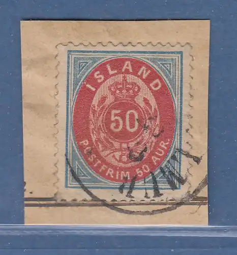 Island 1892  Freimarke 50 Aurar hellblau/rosa Mi.-Nr. 16A gestempelt