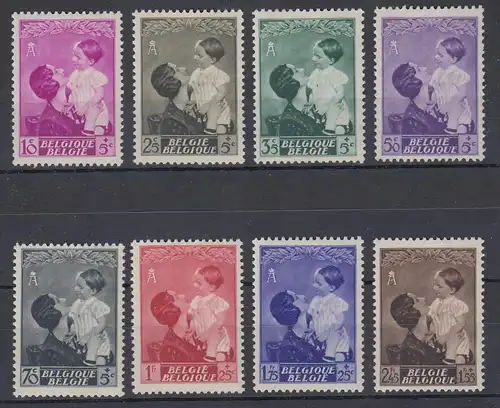 Belgien 1937 Königin-Astrid-Erinnerungsfonds Mi.-Nr. 443-450 Satz kpl. ungebr. *