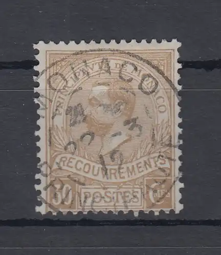 Monaco 1911 seltene Portomarke 30 C. gelbbraun  Mi.-Nr. 10 sauber gestempelt O