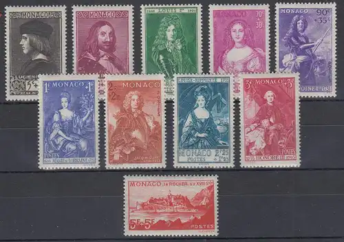 Monaco 1939 Bildnisse früherer Herrscher Mi.-Nr. 190-199 sauber ungebraucht * 