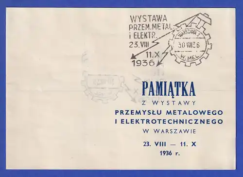 Polen 1936 Gordon-Bennett Ballon-Wettfahrt Mi.-Nr. 313-14 im offiz. Faltblatt