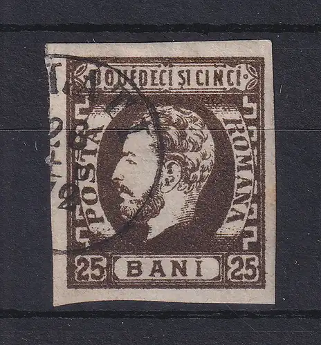 Rumänien 1871 Fürst Karl I. 25B braun Mi.-Nr. 28 gestempelt 