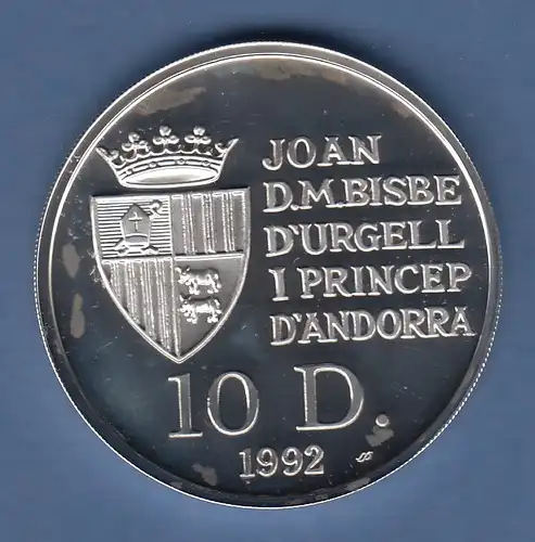 Andorra 1992 Silbermünze Bergziege 10 Dinar