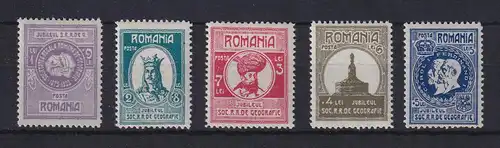 Rumänien 1927 50 Jahre Geographische Gesellschaft Mi.-Nr. 303-307 Satz kpl. *