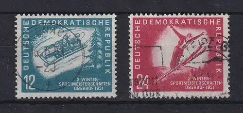 DDR 1951 Wintersport  Mi.-Nr. 280-81 Satz 2 Werte gestempelt 