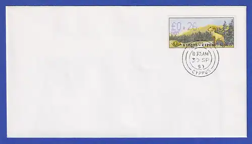 Zypern Amiel-ATM 1999  Mi-Nr. 4 Aut.-Nr. 003 Wert 0,26 auf blanco-FDC 