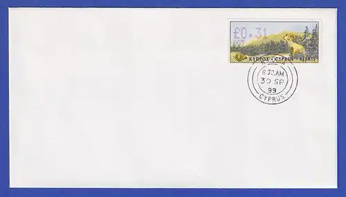 Zypern Amiel-ATM 1999  Mi-Nr. 4 Aut.-Nr. 003 Wert 0,31 auf blanco-FDC