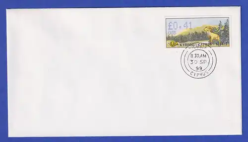 Zypern Amiel-ATM 1999  Mi-Nr. 4 Aut.-Nr. 003 Wert 0,41 auf blanco-FDC