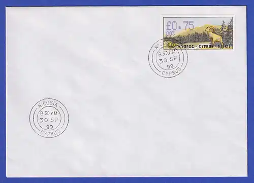 Zypern Amiel-ATM 1999  Mi-Nr. 4 Aut.-Nr. 003 Wert 0,75 auf blanco-FDC 