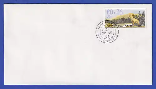 Zypern Amiel-ATM 1999 Mi-Nr. 4 Aut.-Nr.004 Wert 0,36 auf blanco-FDC 